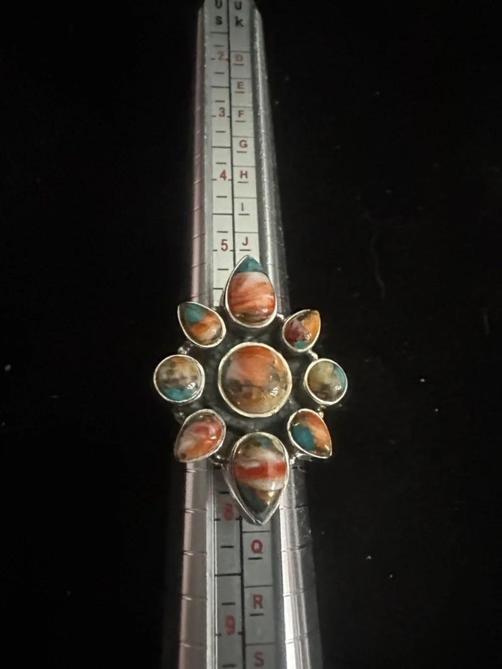925 Sterling Silver Cluster Ring size 7